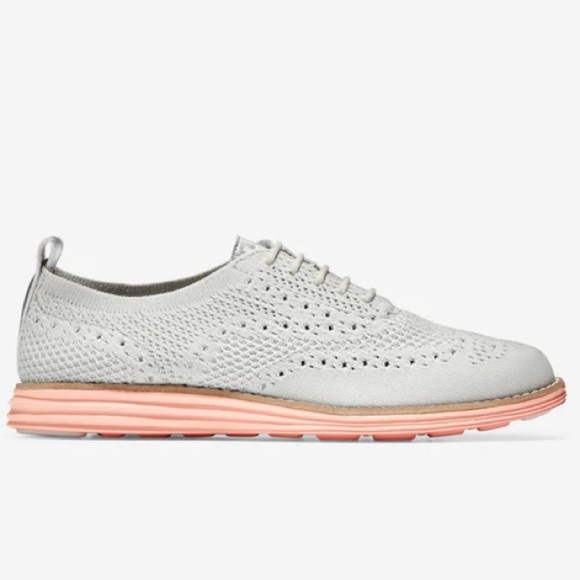 Cole Haan Originalgrand Stitchlite Wingtip Oxford White Pink - Picture 1 of 14